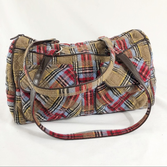 Vera Bradley Handbags - Vera Bradley wool plaid Highland Duffle Bag patch